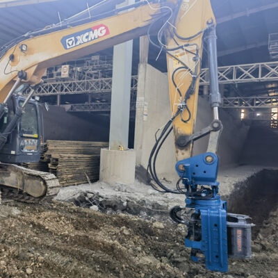 Side Grip Pile Driver – Bidirectional Tilt Driving Head & Low Noise Eco Friendly Operation – Ultimate Low-Headroom Piling Solution