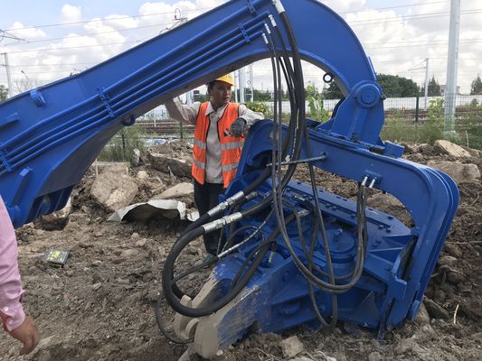 3200rpm Vibro Pile Driver: Blue SANY Mounted with Heavy-Duty Clamps & Rapid Pile Extraction